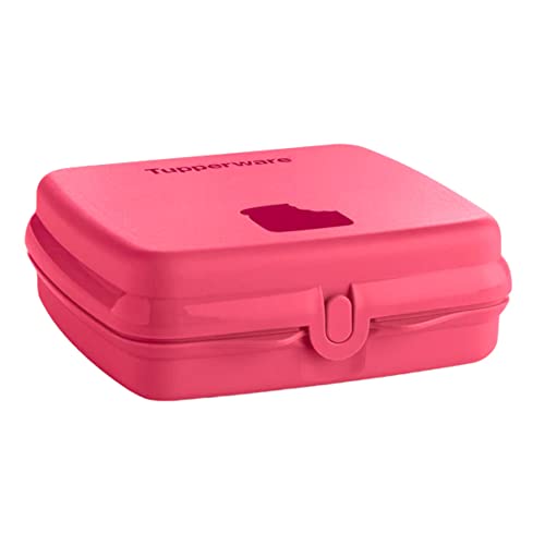 Tupperware Sandwich-Box Aufbewahrungsbox Brotdose quadratisch mit Scharnier und Verriegelung pink