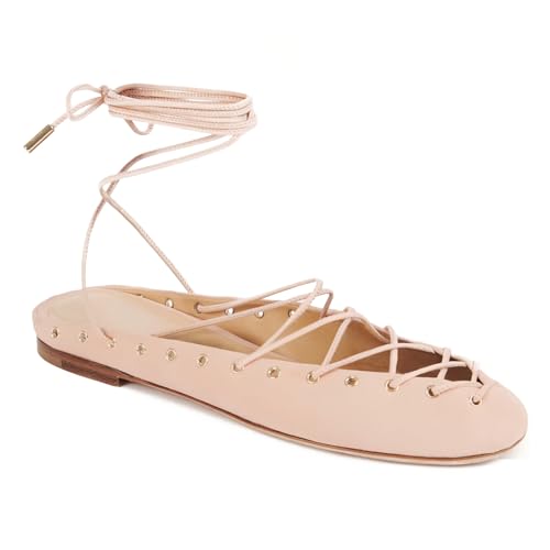 Lace Up Ballet Flats for Women Round Toe Backless Mules Mary Jane