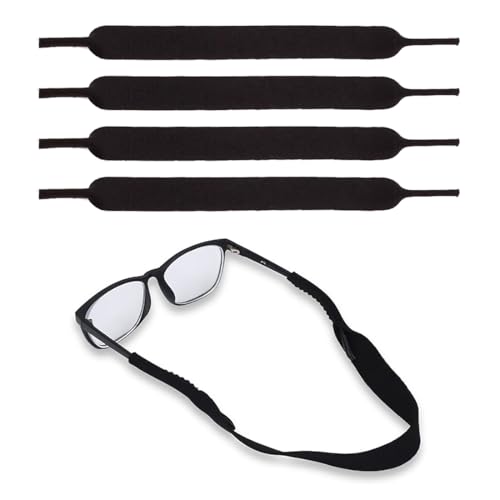 JYNXOR Lot de 4 Cordon Lunettes Sport,Néoprène Cordons à Lunettes,Cordon Lunettes Sport Nautique,Attache Lunette Sport,Pour Lunettes De Soleil et Lunettes De Sport pour Hommes et Femmes, Noir