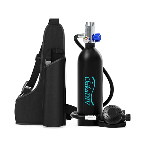 CHIKADIV Mini Scuba Tank with 1L Capacity Portable Scuba Diving Tank with Handpump Diving Equipment Fit for Emergency Rescue, Fishing, Snorkeling, and Ship Repair by CHIKADIV - Used condition - US$148.27