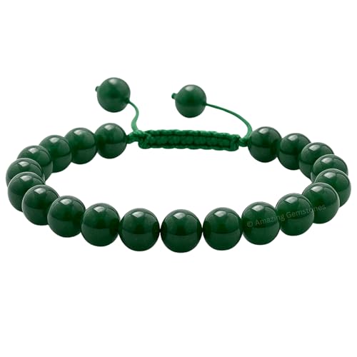 Amazing Gemstone Jade Bracelet, Gifts For Men & Women - Protection Healing Crystal Bracelet - 8mm Gemstone Beaded Adjustable Bracelet, Pulseras Para Hombres Mujer Stocking Stuffers
