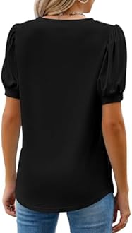 WEACZZY Women’s Short Sleeve T-Shits Pleated Design Crew Neck Puff Sleeves Tunic Top Basic Casual Blouse Fashion Outfits 2026