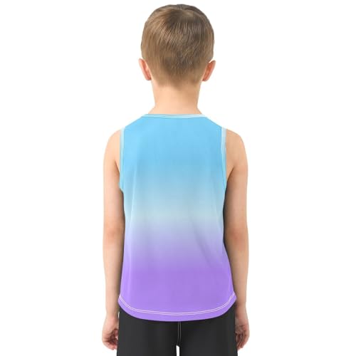 J JOYSAY Gradient Sky Blue Boys Tank Top Sleeveless Muscle Shirts Quick Dry Workout Sport Active Kids T-Shirts 3-15T3
