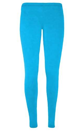 Legging long fille turquoise 3-4 ans en microfibre uni stretch