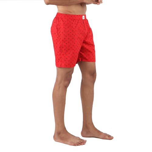 Image of ALPHABETS Men's Cotton Regular Striped Boxer Briefs (Pack of 3) Red, Blue, Dark Green