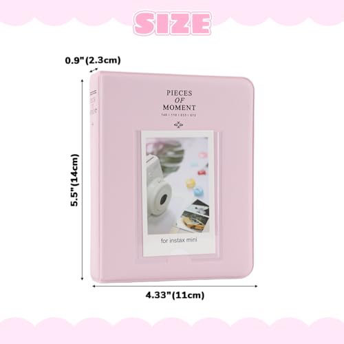 Image of ZIBUYU Small Photo Album for Fujifilm Instant Mini 12 11 9, 64 Pockets, Photo Album Book, Suitable for Instant Camera Film, Light Pink