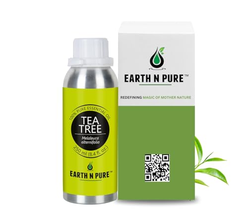 Image of Earth N Pure Tea Tree Essential Oil for Acne, Skin and Scalp Care - 100% Pure Natural Tea Tree Oil for Face, Hair & Aromatherapy - Steam Distilled - 250ml