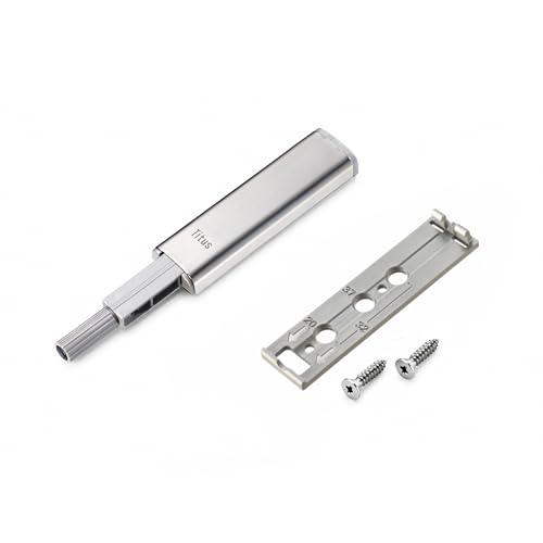 Rok Hardware Slim Brushed Nickel Drawer Cabinet Door Push Touch Latch Kitchen Home (2 Pack, Linear)
