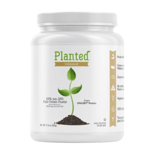 Unjury Planted Vegan Protein Powder | 20g Unflavored Pea Protein Powder | Low Sugar and Plant Based | Gluten and Dairy Free Pea Protein Isolate | Non-GMO | 20 Servings