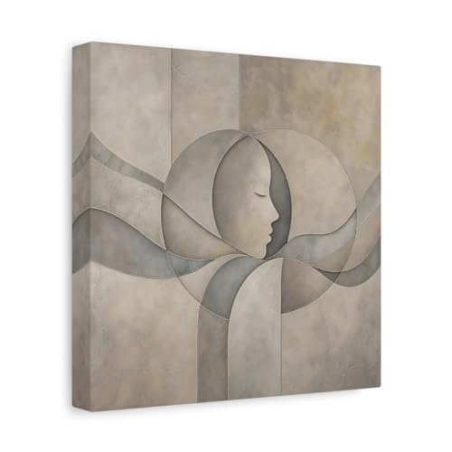 Impression sur toile abstraite visage gris et beige salon 25x25 cm