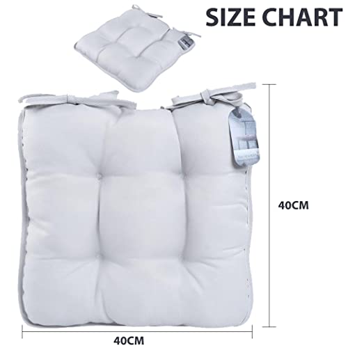 Lions Pack of 4 Seat Cushions for Dining Chairs - 37x37cm - Adjustable Kitchen Outdoor Chair Cushions with Ties Strap, Ultra Soft Comfortable Seat Pad for Living Room Office, Silver - Cosy Home Interiors Lions Pack of 4 Seat Cushions for Dining Chairs - 37x37cm - Adjustable Kitchen Outdoor Chair Cushions with Ties Strap, Ultra Soft Comfortable Seat Pad for Living Room Office, Silver - Image 3