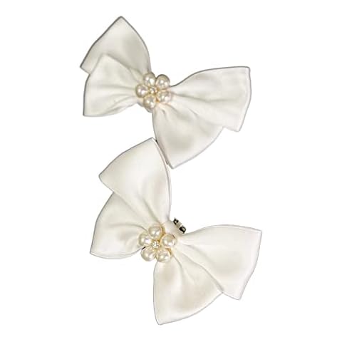 Gereiny Elegant Bow Shoe Clips for Flats Pumps Decorative Shoe Accessories Clips Women Wedding Party Shoe Decorations Clips White Cover