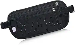 Pochete Doleira Discreta Antifurto para Viagem, Cinto Porta Dinheiro Ajustável, 3 Bolsos com Zíper Oculto, Preta, Tecido premium com bolso secreto.
