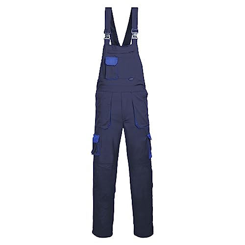 Portwest TX12 Mono de Trabajo con Peto y Tirantes Hombre Texo Contraste Azul Marino, L