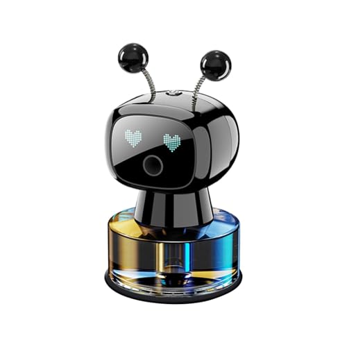 Smart Car Air Fresheners AI Robot Automatic Auto Sleep/Wake Up Diffusers for Essential Oils Diffuser Accessories Perfume Aromatherapy Spray Decor (Black, 11 CM)