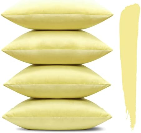 Sungeek Set of 4 Decorative Cushion Covers Solid Soft Velvet Pill...
