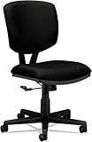 HON Volt Armless Office Chairs with Wheels, Ergonomic Adjustable Center-Tilt Recline, Fabric Back and Seat, Swivel Desk Chair, Black
