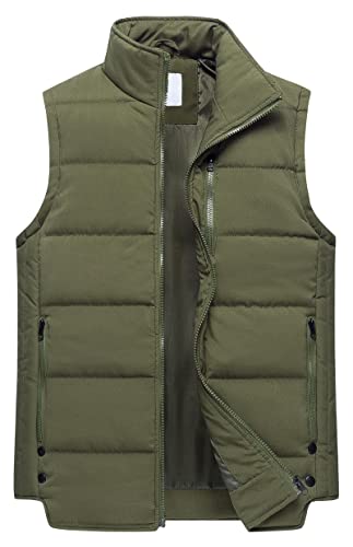 Chrisuno Women's Lightweight Outwear Sleeveless Zip Up Short Vest Stand Collar Warm Outerwear Vests Army Green L #TOP28
