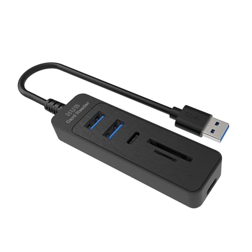 USB3.0を備えた1 USBアダプター5インチUSB2.0タイプCポートとラップトップ用のダブルカードリーダーモバイルデバイスDashcam用のダブルカードスロット付きUSBアダプター