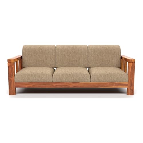Image of Solid Sheesham Wood 5 Seater Sofa Set (3+1+1) for Living Room | Stylish & Durable 5 Seater Sofa for Home & Office Furniture (Evans Honey, 5 Seater)