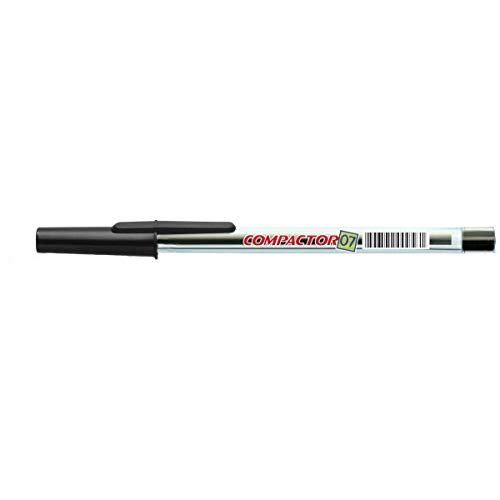 Caneta Esferográfica, Compactor 00851PT, Preto, 0.7 mm, Pacote de 100