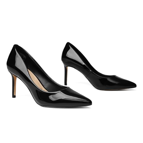 NESPZGO Women's Closed Toe Stiletto Pumps Comfortable High Heels for Wedding, Work & Office Dress Shoes, Pointed Toe Professional Pumps Black PU Size 10 by NESPZGO - Used condition - Image 4