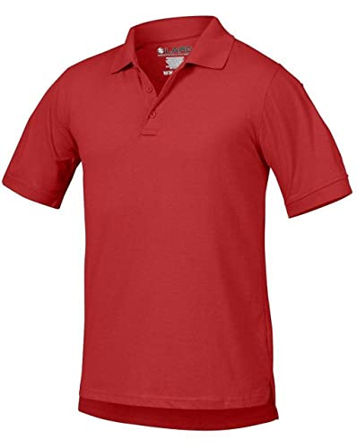 LAPG Men's Operator Tactical Short Sleeve Polo Shirt, Lightweight & Comfortable Anti-Wrinkle Uniform Polo Shirt for Men, Red, X-Large