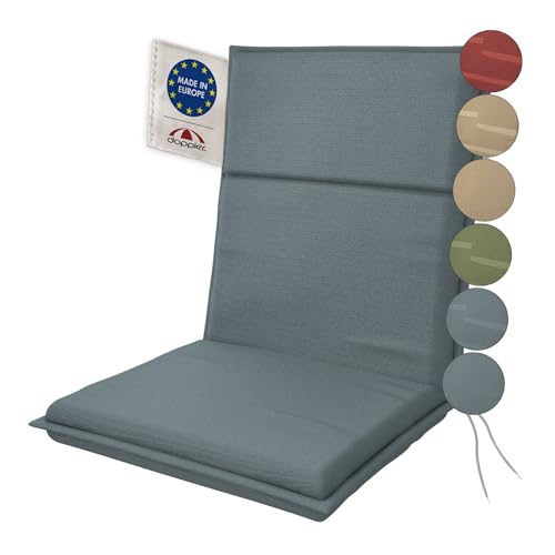Doppler Niederlehner-Auflage Sierra Grafit 100x48x6 cm – Weiches Gartenstuhl-Polster mit Fleckschutz | Komfortable Sitzauflage mit Bindebändern für Balkon, Terrasse & Garten
