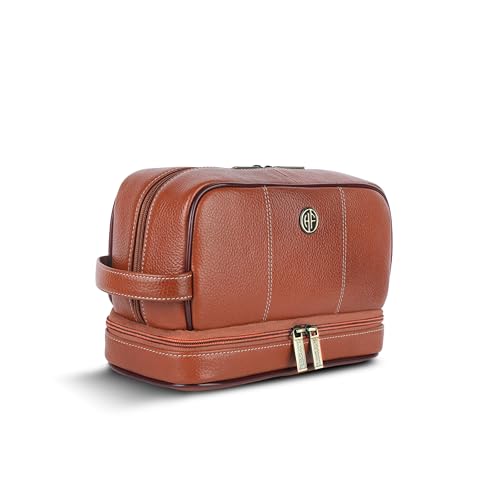 Hammonds Flycatcher Bolsa de afeitado de cuero genuino para hombre, kit de cuero Dopp, bolsa de aseo de viaje, organizador de kit de higiene y aseo personal, cuero libre de crueldad y estuche de