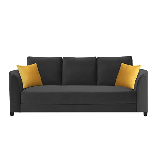 Image of Casaliving Francy 3 Seater Sofa Set for Living Room | (Black Fabric)