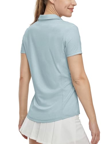 Image of BGOWATU Women's Short Sleeve Golf Tennis Polo Shirts V Neck Collared Workout Tops UV Protection Dry Fit