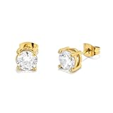 Radiant - Colección Atlante - Pendientes Dorados con Diamante para Hombre, Diseño Elegante y Sofisticado.
