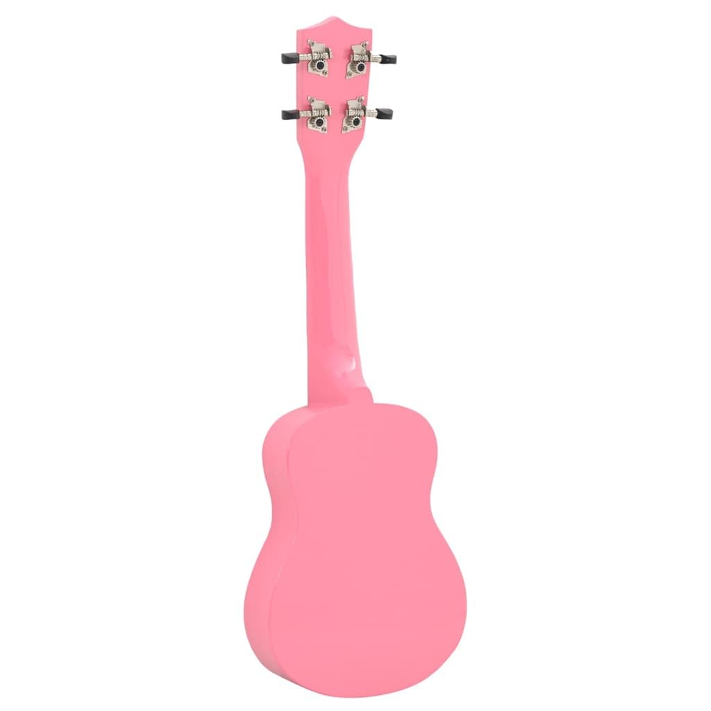 Juego de ukelele soprano de madera de tilo rosa de 23 pulgadas con bolsa, 2 púas, escala para principiantes y amantes de la música, instrumento de cuerda acústica para conciertos, orquesta