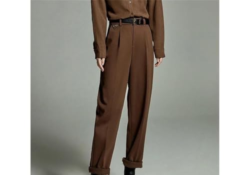 Women's Wool Suit Trousers High Waist Straight Leg Winter Business Pants2