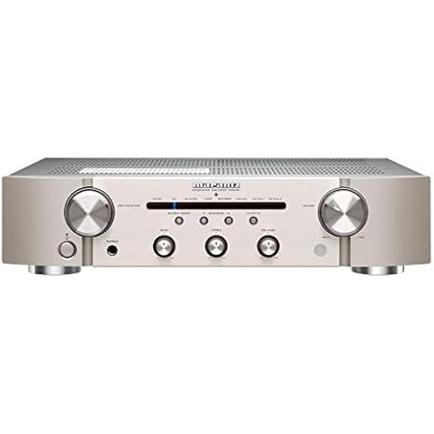 Marantz PM6007 Amplifier, Integrated Amplifier with Digital Connectivity, Analog Coaxial and Optical Inputs, 2X 45 Watt, DAC, D/A Conversion for Digital Input - Silver/Gold Cover
