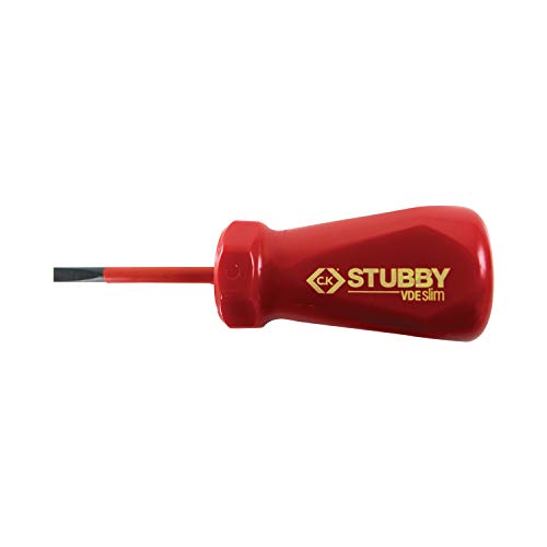C.K T48344-040 Stubby Vde/1000V Slim Screwdriver Slotted 4.0 Mm, Red