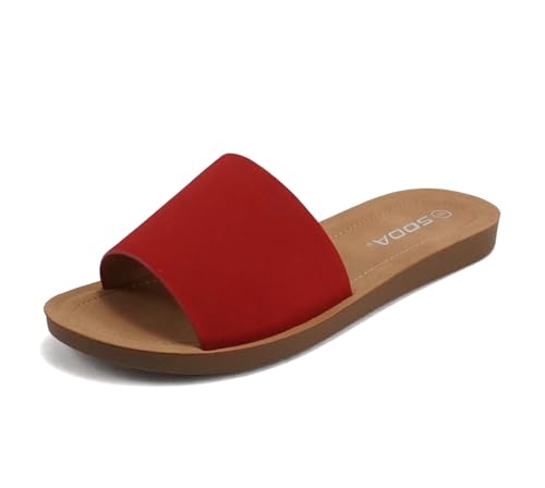 Image of Soda Shoes Efron-S Women Flip Flops Basic Plain Slippers Slip On Sandals Slides Casual Peep Toe Beach