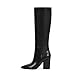 Modatope Black Knee High Boots Womens Pointed Toe Chunky High Heel Tall Womens Fashion Knee High Long Boots Size 8.5