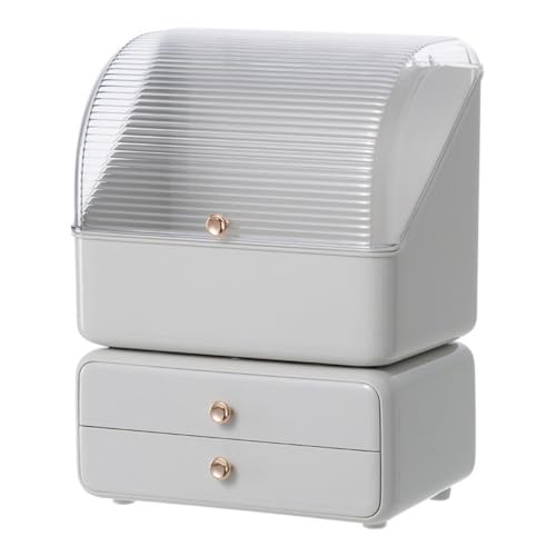 Aeroor メイクボックス 化粧品収納ボックス コスメ収納 化粧品ケース 化粧品ボックス 大容量蓋付き 防塵 防水 引き出し付き 浴室 洗面所収納 3段式 整理簡単 小物入れ 多機能 長持ち カバー おしゃれ (ホワイト,スーツ)