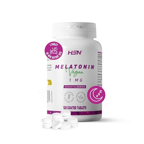 HSN Melatonina 1mg | 120 Tabletas de Acción Rápida | La Melatonina contribuye a disminuir el tiempo necesario para conciliar el Sueño + Aliviar Jet Lag | No-GMO, Vegano, Sin Gluten