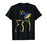 Cat Sunflower Butterfly Ukrainian Flag I Stand With Ukraine T-Shirt for Men Women Girls Kids