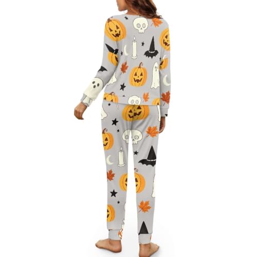 Image of Women's Pajamas Set Soft 2 Piece Loungewear Long Sleeve Pj Set Matching Sleepwear with Pockets for Women Plus Size