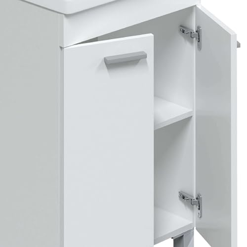 Abitti Mueble de Baño Camelia Estilo Contemporáneo en Color Blanco con 2 Puertas y Espejo 50x80x40 cm (Lavabo Cerámico) - imagen 5