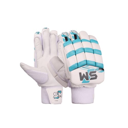 Image of SM Force Batting Gloves | Cricket Gloves | Superlight Match Performer | Premium Calf Skin Leather | Fibre Shielded Fingers | Nylon Gusset Ventilation | Youth Competition Gloves | Size Youth