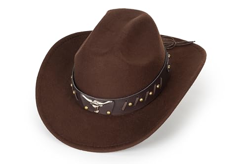 Image of Women-Classic-Western-Cowboy-Shapeable-Hat - Men-Roll-Up-Wide-Brim-Felt-Fedora-Hats-Cowgirl-Hat with Belt Buckle(M-L)