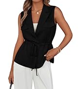 GRACE KARIN Women's Sleeveless V Neck Vest Tops Casual Peplum Cardigans Blouse Dressy Drawstring ...