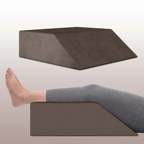 Image of Frido Leg Elevation Wedge Pillow for Edema, Varicose Veins, Fracture | High Resilience Foam Cushion for Leg, Knee & Thigh Support | Back Pain & Swelling Relief | Lightweight (Coffee Brown)