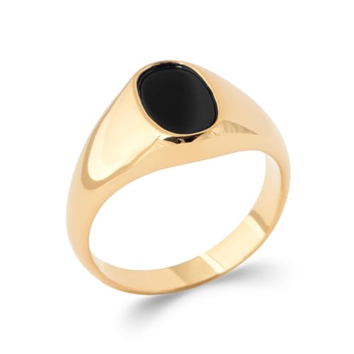 Bague Chevalière Homme Onyx Noir Tata Gisèle en Or Jaune Inaltérable