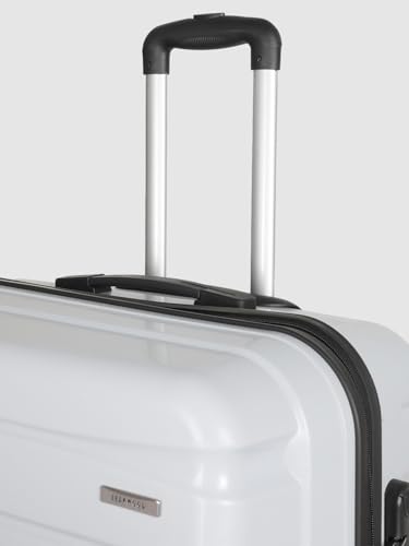 Image of Teakwood Unisex Trolley Bag for Travel, Hard Cabin Trolley Suitcase Bag, Numver Lock System 360 Degree 8 Rotating Wheels | Set of 3 (55, 65, 76 CM, Metallic Silver)