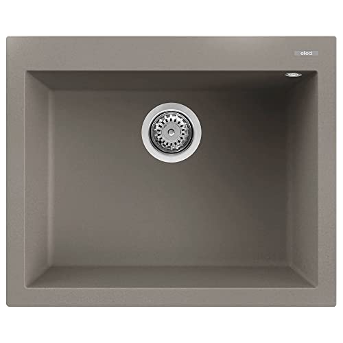ELLECI LKQ11093 QUADRA 110 Évier de Cuisine encastré en KERATEK, 93 Dove Gray